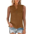 thumbnail image 5 of Lenpel Women's Tank Tops Summer Casual V Neck Quarter Button Sleeveless Cotton Linen T-Shirts Tunic Tee Blouses, 5 of 7