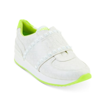 

DKNY Womens White Logo Studded Padded Goring Marlin Round Toe Wedge Slip On Sneakers Shoes 6.5