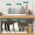 thumbnail image 2 of White Telescopic Kitchen Organizer: Under-Sink Adjustable Pot Rack with Built-in Shelf for Efficient Cookware & Utensil Storage, Durable Space-Saving Cabinet Solution for Kitchen Organization, 2 of 6