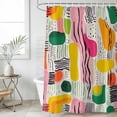 thumbnail image 6 of Contemporary Color Block Shower Curtain Set - Small 36" x 72" Washable Bathtub Curtain with 12 Hooks, Striped Abstract Art Waterproof Fabric Stall Shower Curtains for Bathroom/Bathtub Décor, 6 of 6