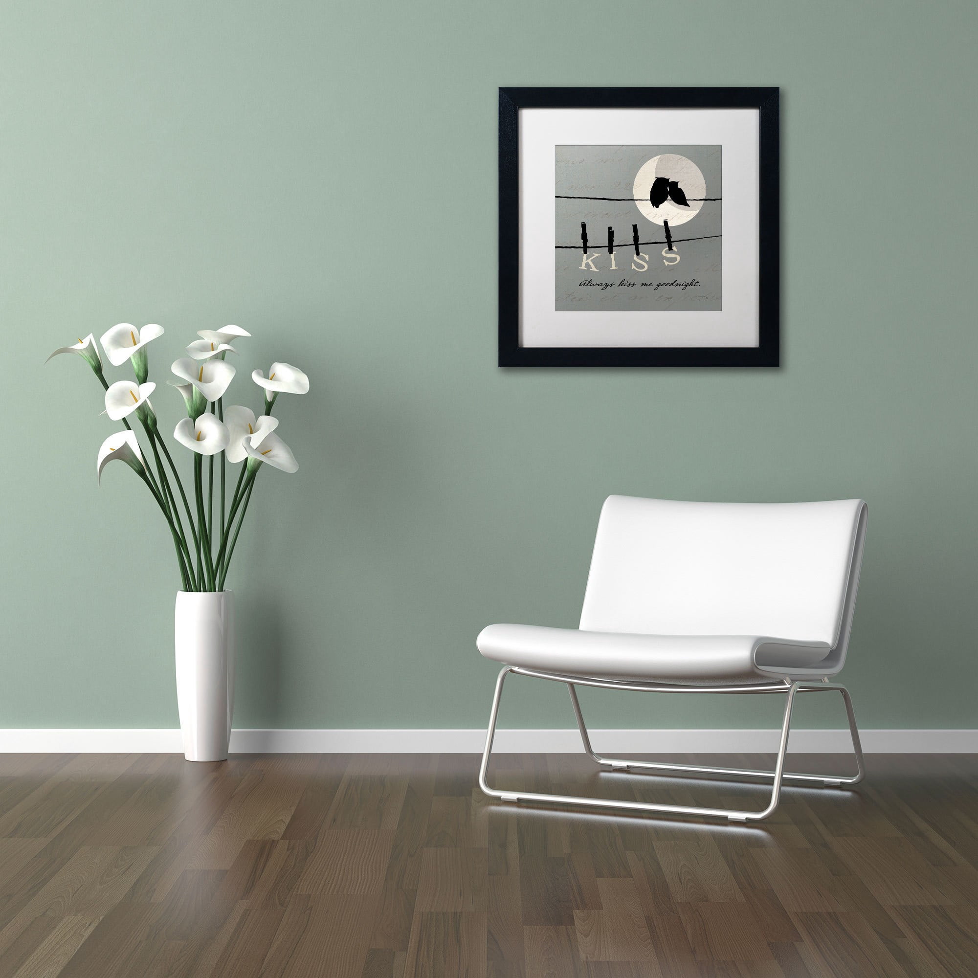 Trademark Fine Art "Moon Lovers II" Canvas Art by Pela Studio, White Mat, Black Frame
