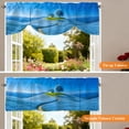 thumbnail image 5 of Sky Blue Tie Up Valance Curtains for Windows, Kitchen Curtains Window Treatments, Natural Landscape Country Tree Flowers Short Window Shades Valances for Bedroom Bathroom Cafe 42"x12", 5 of 8