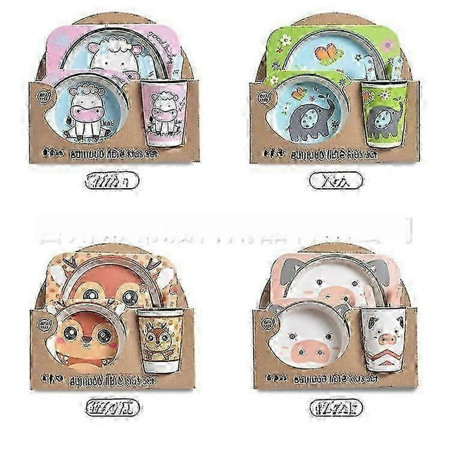 Creative New Bamboo Fiber Kids Dinnerware Set Five Piece Set Kindergarten Baby