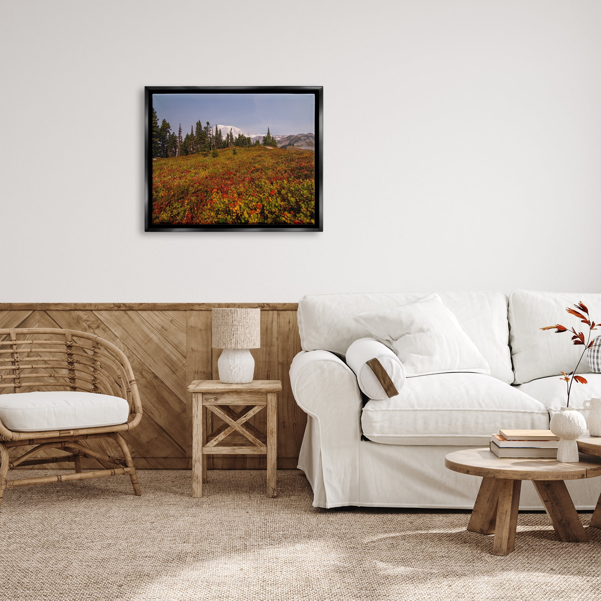 Stupell Industries Mountain Meadow Scenery Nature Photography Black Floater Framed Art Print Wall Art, 31 x 25