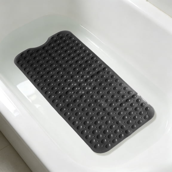 Zynviq Bathroom Rugs Solid Color 15" X 27.6" Bath Rugs Pvc Rectangular Black Absorbent Washable Small Rug for Bath