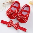 thumbnail image 2 of Girls Sneakers Sizes 6-9 Months Fashion Soft Sole Pearl Dance Floral Princess Comfortable Breathable Outdoor Trendy Red Baby Shoes, 2 of 7