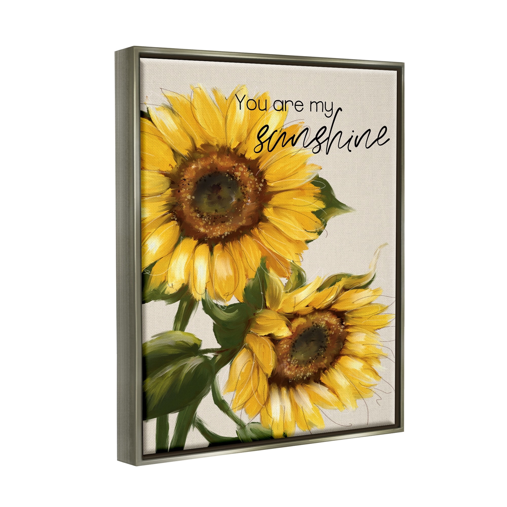 Stupell Industries You Are My Sunshine Vivid Sunflower Blossoms Graphic Art Luster Gray Floating Framed Canvas Print Wall Art, Design by Conrad Knutsen