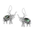 thumbnail image 2 of Majestic Thai Elephants Abalone Shell Inlays .925 Sterling Silver Earrings, 2 of 5