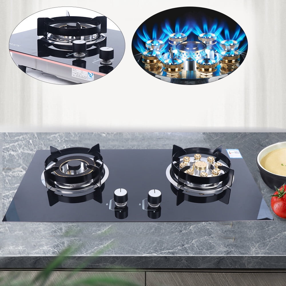 Kitchen Natural Gas Cooker Gas Cooktop Stove Top 2 Burners Built-in NG Gas Stove used in Home Kitchens, Homestays, and Other Places.