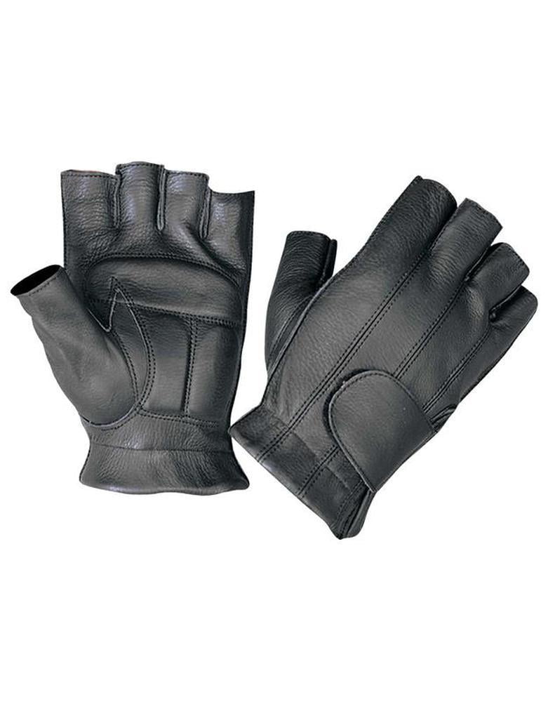 Fingerless Gloves Black Mens Lightweight Heavy Duty Genuine Premium Leather 