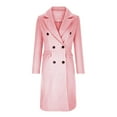 thumbnail image 5 of Womens Jackets Casual Spring Fall Wool Coat Blouse Thin Trench Long Jacket Ladies Slim Long Belt Overcoat Outwear Pink L, 5 of 6