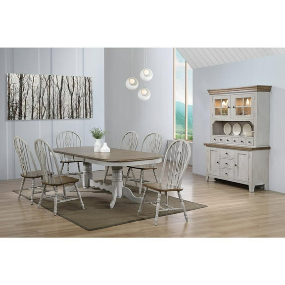 Sunset Trading Country Grove 8-Piece 96" Oval Extendable Wood Dining Set in Gray
