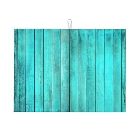 

Cauagu Dish Drying Mat 24*18 inch Absorbent Dish Drainer Kitchen Counter Dish Drying Pad for Countertops Sinks Draining Racks( Turquoise Wooden2)