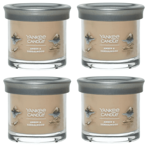 Yankee Candle Small Tumbler Scented Single Wick Jar Candle, Amber & Sandalwood, 4.3 oz (Pack of 4)