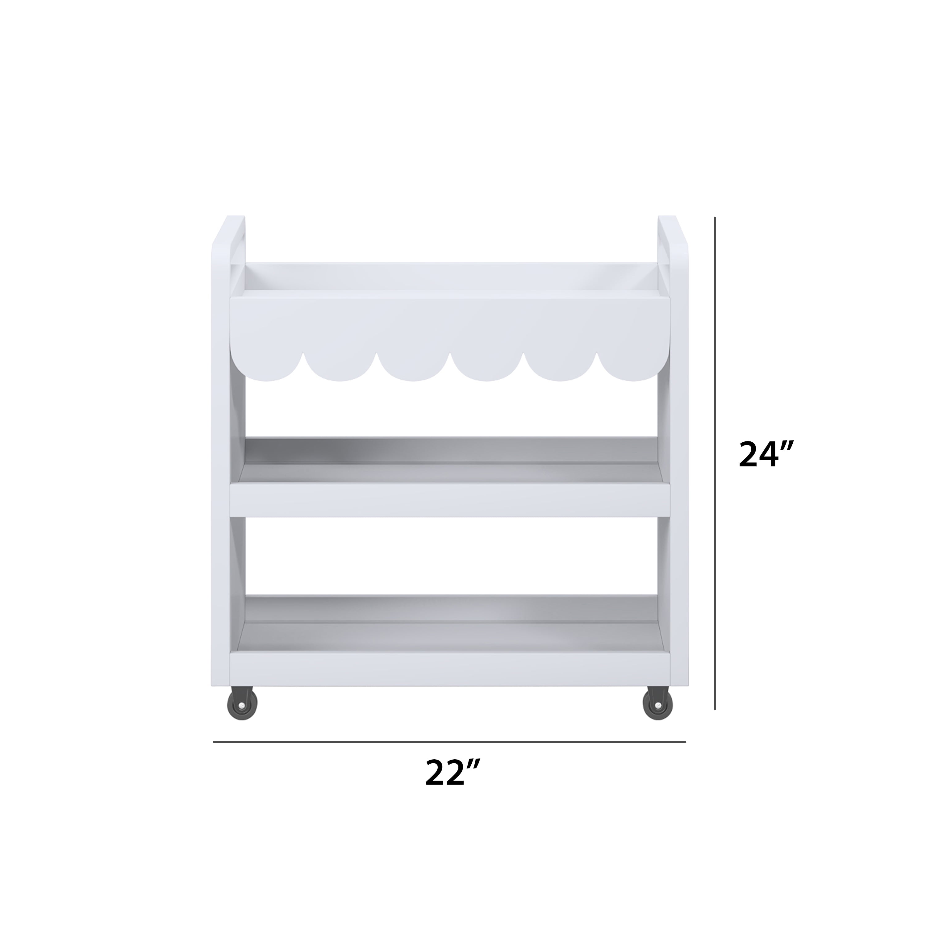 House of Happy Scallop Art Cart , White for Kids Classroom, Kids Playroom or Kids Bedroom
