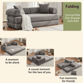 thumbnail image 6 of 78.5 Inch Folding Sleeper Sofa Bed, 4-in-1 DIY Combination Convertible Sofa, King Size Small Streak Corduroy Folding Sofa, 3 Seat Mobile Arm Couch for Bedroom/Apartment/Corduroy, Grey, 6 of 9