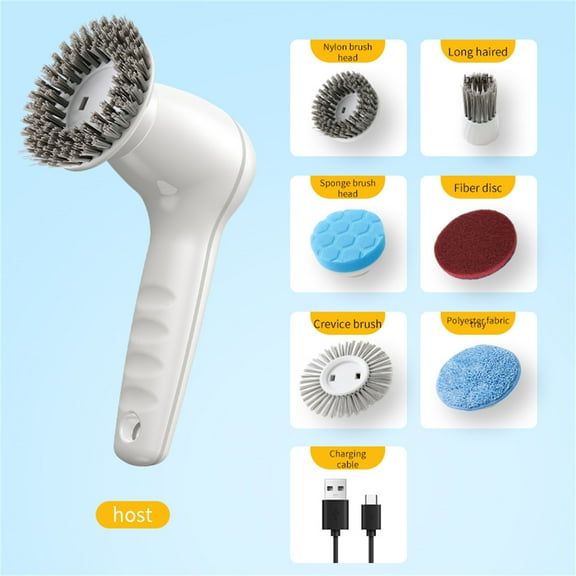 Electric Spin Scrubber, Cordless Shower Scrubber with Display, Electric Scrubber for Cleaning, Portable Electric Cleaning Brush with 6 Replaceable Brush Heads for Tub Tile Floor Sink Stove Window