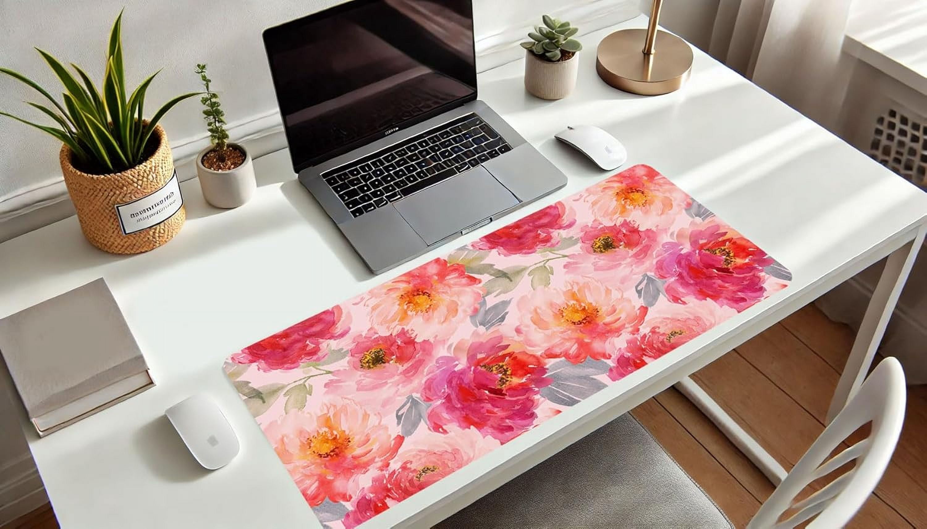 Large Mouse Pad Desk Mat Keyboard Pad Desktop Office School Essentials Decor Big Extended Laptop Protector Computer Accessories Pretty Mousepad Women Girls Watercolor Flower XL 36" x 16.5"