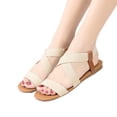thumbnail image 1 of Sandalias Planas Con Boca Pez para Mujer Sandalias Romanas Con Correa Elástica (Beige 37), 1 of 8