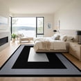 thumbnail image 3 of ODIKA 9'x12' Washable Area Rug Alfombras Minimalist Field Bordered Frame Outline Para Habitacion for Great Room, Indoor Concept, Large Living Low Pile, Flatwoven, 3 of 7