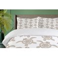 thumbnail image 4 of Ambesonne Turtle Duvet Cover Sets, Animal Along Floral Drawings, 2-King, Dark Rosewood and White, 4 of 7