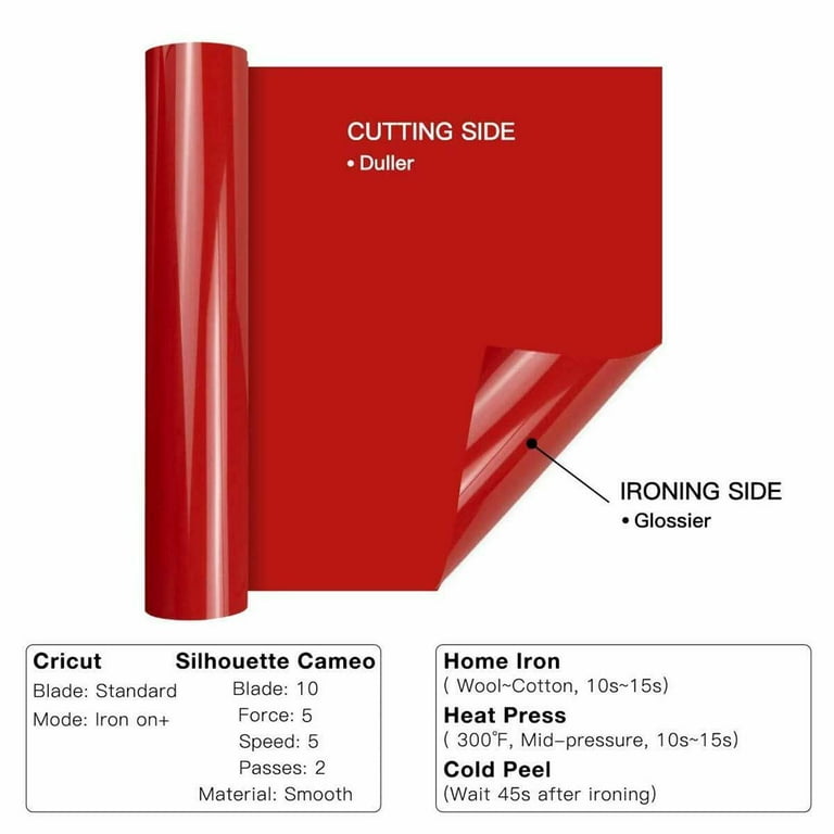 HTVRONT Red HTV Heat Transfer Vinyl Bundle: 24 Pack 12x12 Red Iron on  Vinyl Sheets for T-Shirt (1 Teflon Sheet Included), Red PU HTV Vinyl Easy  to