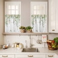 thumbnail image 3 of 3 Piece Kitchen Curtains and Valances Set Green Eucalyptus Leaves Cafe Curtains 24 Inch Length Spring Floral Weeping Farmhouse Valance & Tier Curtain for Living Room Bedroom Window 54"x18"+27"x24"*2, 3 of 6