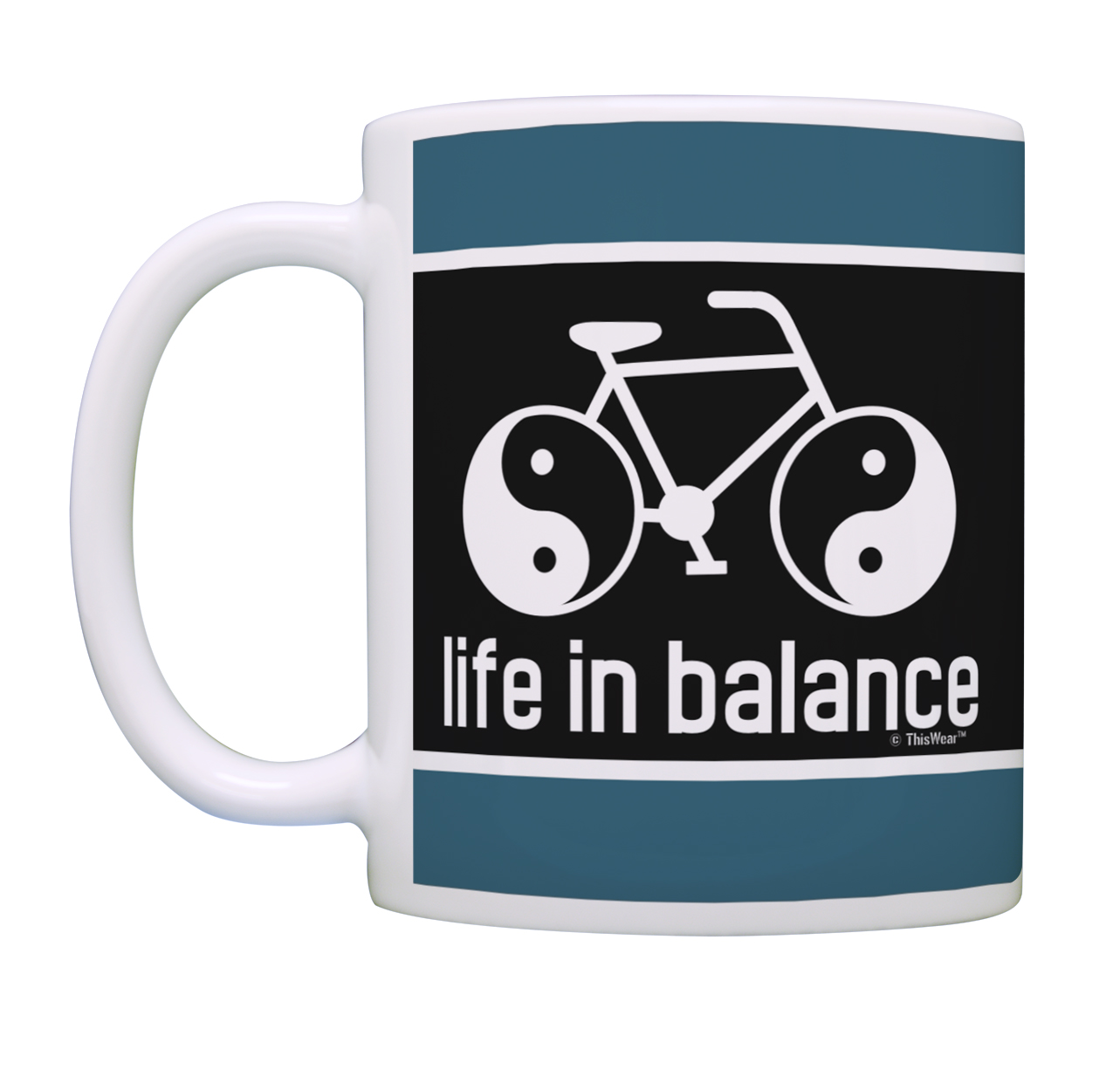 ThisWear Bicycle Coffee Mug Set Life in Balance Yin Yang Mug Bike Themed Gifts Mountain Biking Mug Set Cyclists Gifts for Men and Women Inspirational Mugs 11 ounce 2 Pack Coffee Mugs Bike - image 2 of 4