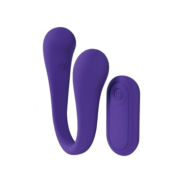 Loveline FlexEase Bend Vibe 10 Function Dual Ended G-Spot Vibrator with Remote Control, Purple