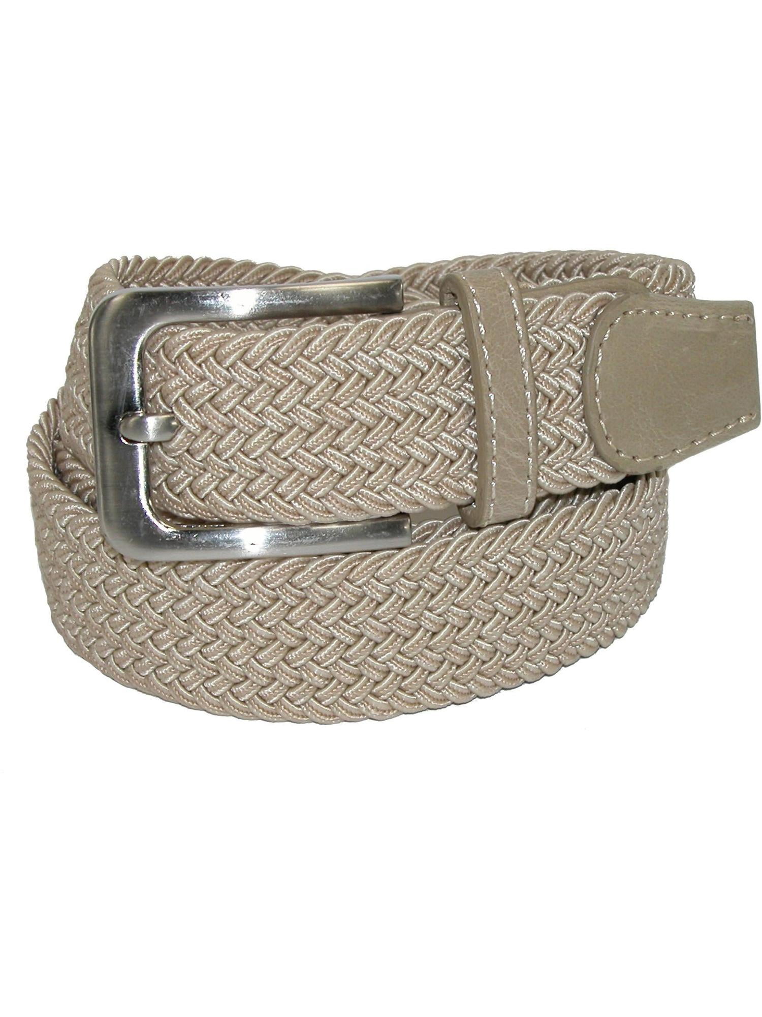 NEW TAN/BEIGE NYLON BRAIDED STRETCH BELT 1.25" WIDE & SIZES TO FIT MOST 400 
