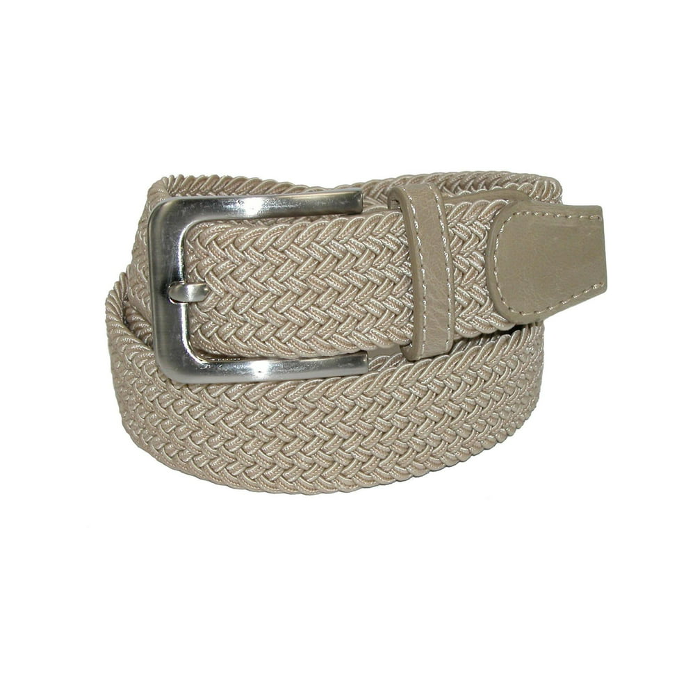 CTM - Size M 34-36 Mens Elastic Braided Stretch Belt with Silver Buckle ...