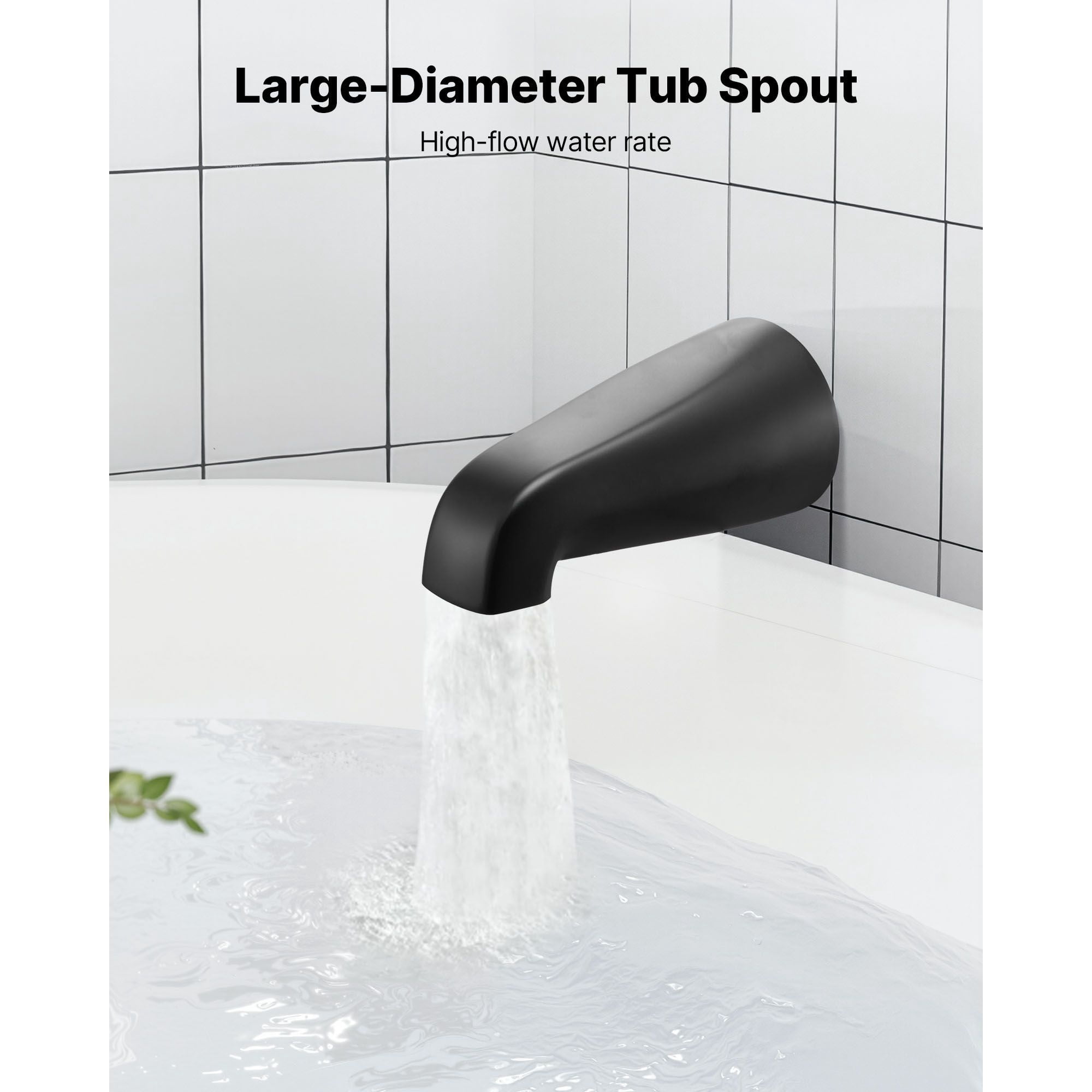 Tub and Shower Faucet Set 4-Piece Brass Valve ABS Shower Head 304 Stainless Steel Panel Matte Black for Bathroom