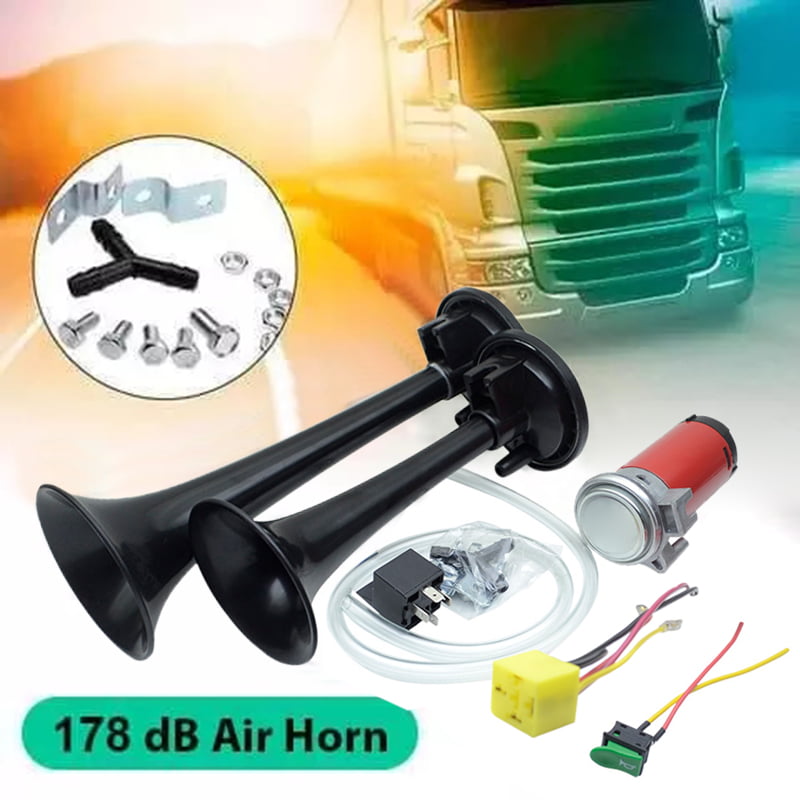 Accreate 178DB 12V Super Loud Dual Trumpet Car Air Horn Compressor Kit for Motorcycle Boat Truck Train