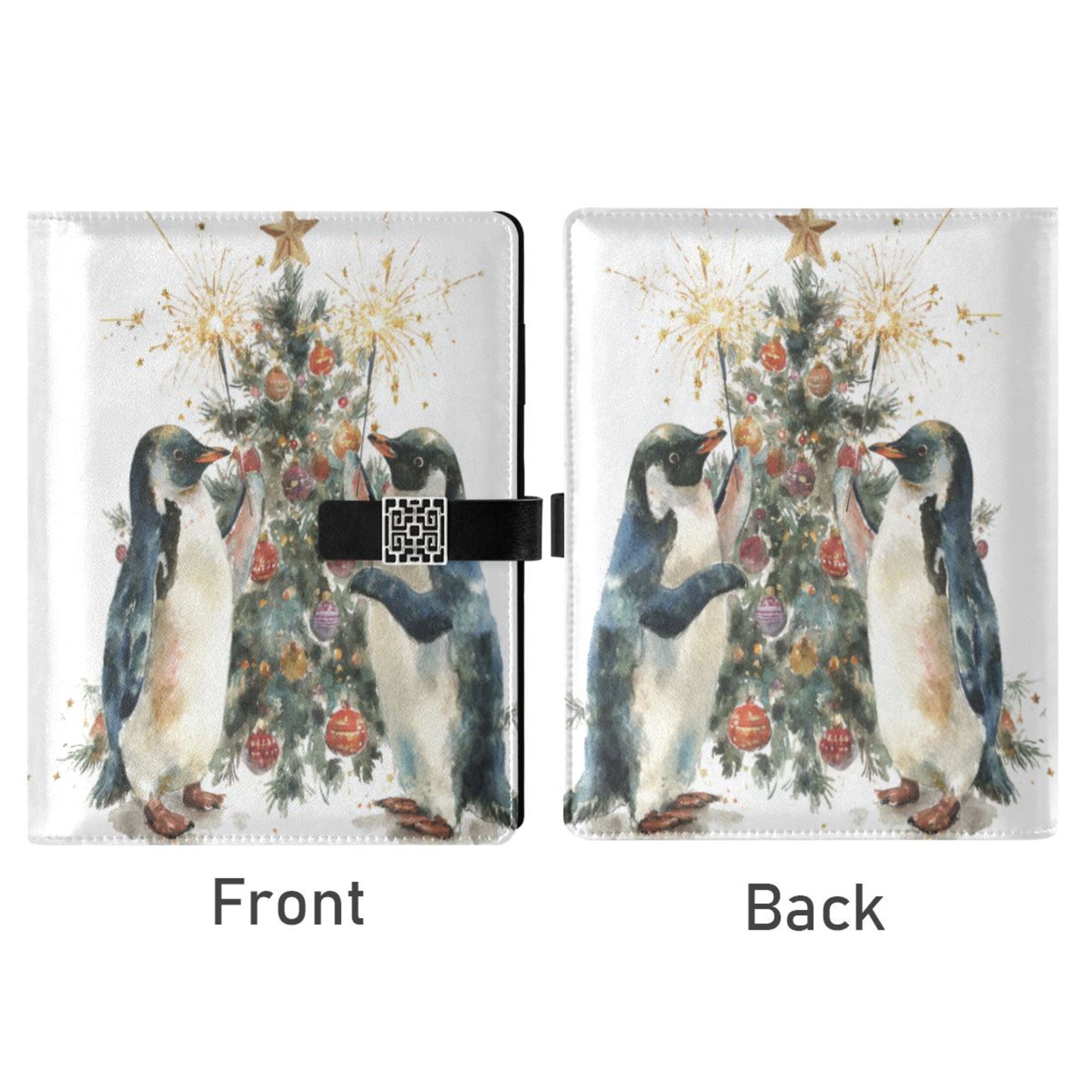 Leather Planner Leather Notebook Notebook Journal Binder Design Pen Pocket Design Convenient for Storage Two Christmas Penguins