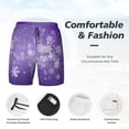 thumbnail image 3 of Balery Snowfall Sky White Purple Bañador para hombre, shorts de playa de secado rápido con entrepierna y forro de compresión-Medium, 3 of 6