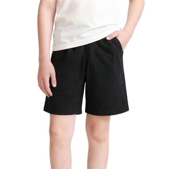 Unisex Shorts for Girls Boys Lightweight Elastic Waist Pull on Bermuda Shorts with Pockets 3-4 Years