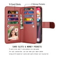 thumbnail image 2 of Takfox iPhone 12 Case, iPhone 12 Pro Case Cover 9 Card Holder PU Leather Kickstand Wrist Strap Protective Wallet Case for Women Apple iPhone 12/12 Pro 6.1 inch (2020), Wine Red, 2 of 6