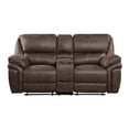 thumbnail image 2 of Tony 80 Inch Dual Manual Recliner Loveseat- Cupholders- Brown Microfiber, 2 of 6