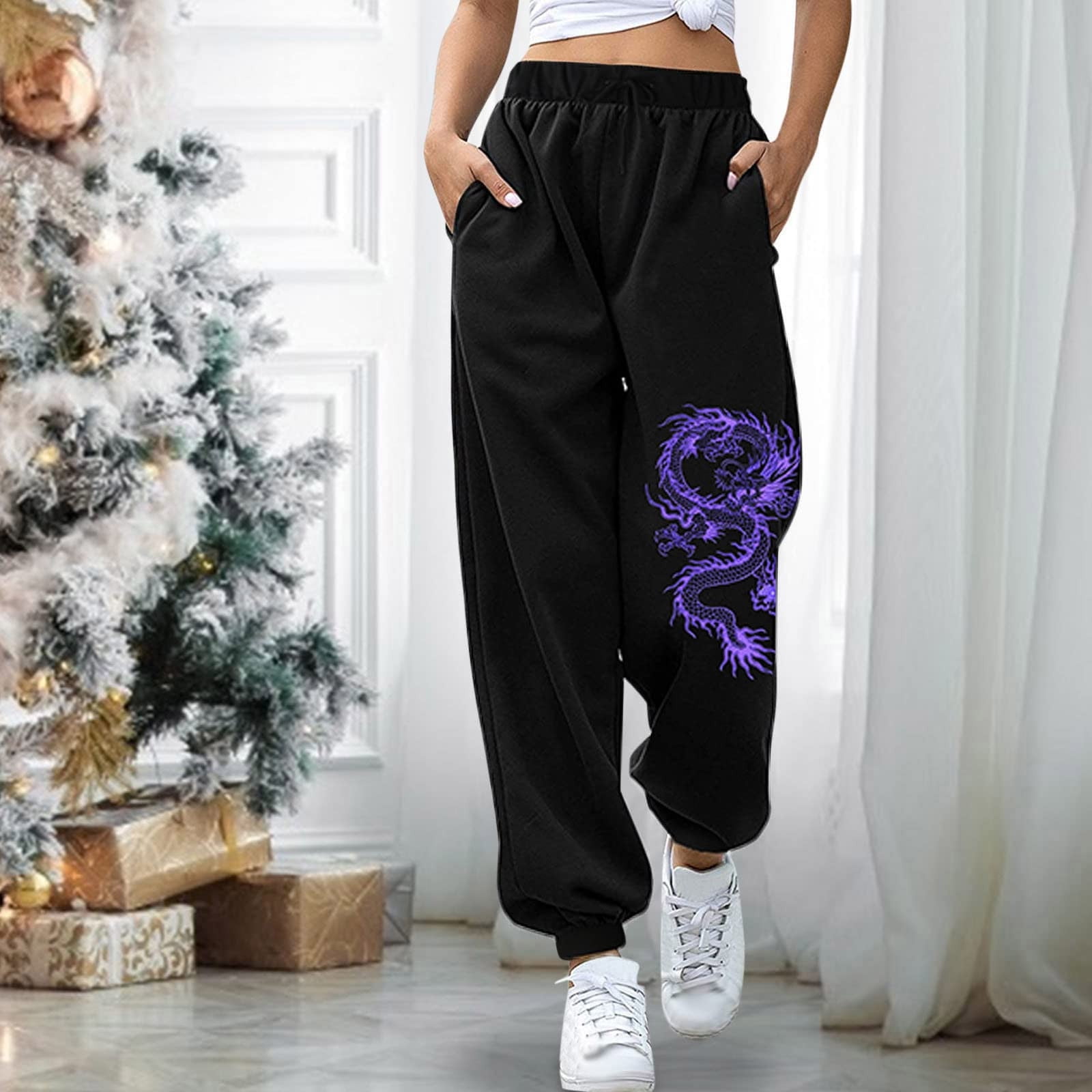 TopLLC Women s Plus Size Leggings Women Solid Print Sweatpants High Waist Workout Wide Leg Pants Pocket Trousers Sporty Athletic Fit Jogger Pants High Waisted Leggings On Clearance Walmart