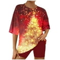 thumbnail image 1 of Jamicy Vêtements de Nuit pour Femmes Cadeaux pour Femmes Chemises Imprimées Arbre de Noël pour Femmes T-Shirts à Manches Courtes Hauts Col Rond Graphiques Amusants Pyjamas de Noël, 1 of 7