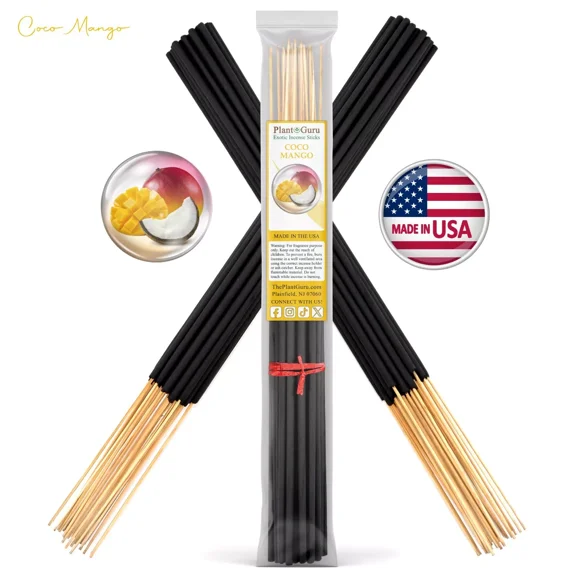 Coco Mango Exotic Incense Sticks Jumbo 19 Inch Long - Bulk 1 Bundle 27 to 30 Sticks - Natural 19" Extra Large With A Smooth Aroma That Burns for 3 to 4 Hours Each.