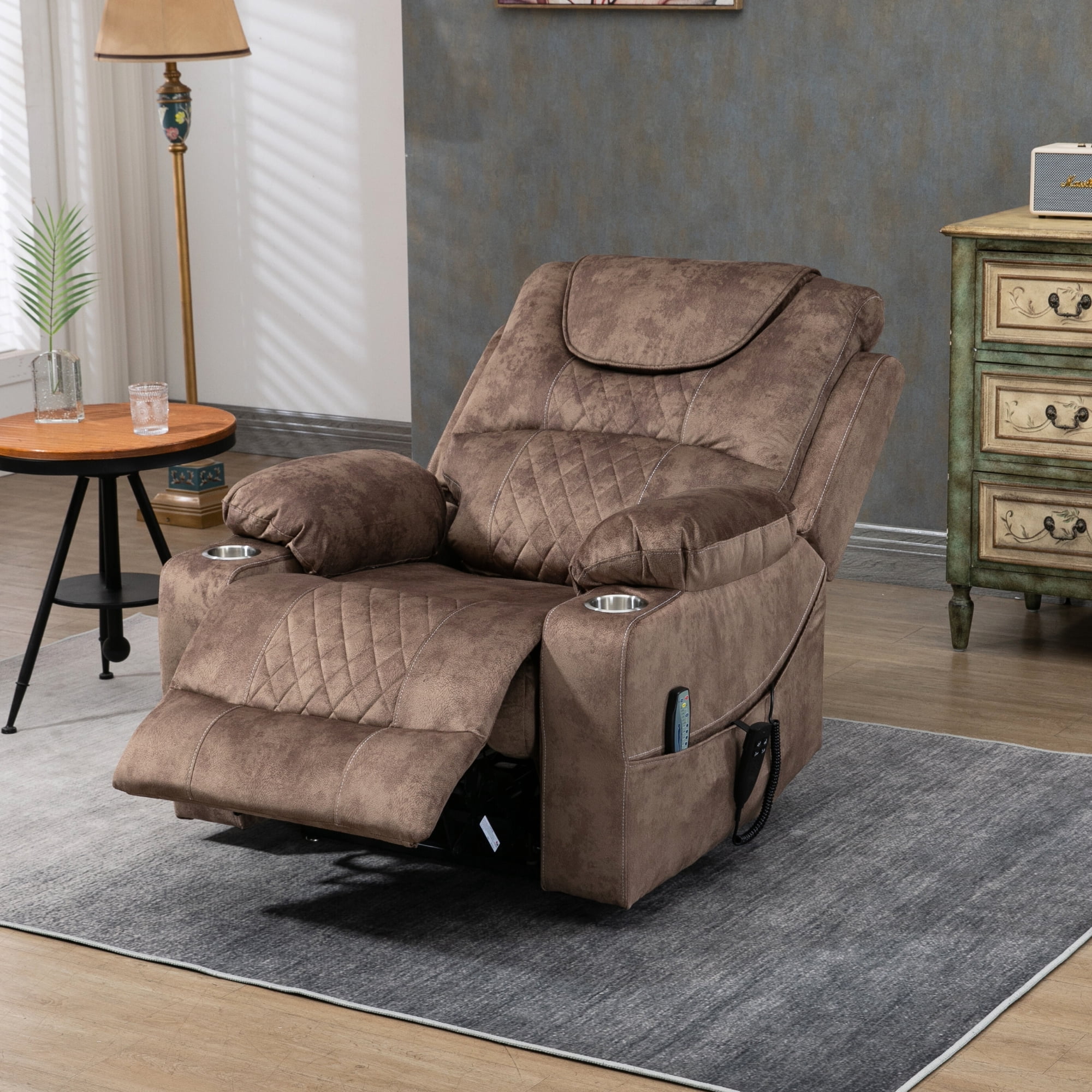 JUUXO Lift Chair Lay Flat Recliner, Large Power Lift Recliner for Elderly, Heated Massage Chair for Adult 400 lbs