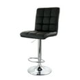 thumbnail image 2 of Elama 2 Piece Square Tufted Faux Leather Adjustable Bar Stool in Black with Chrome Base, 2 of 9