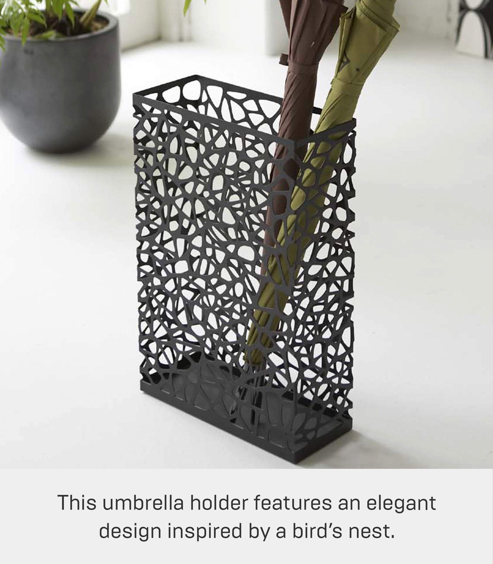 Yamazaki Home Umbrella Stand - Two Styles, Black, Steel, Rectangle,  Holds up to 10 umbrellas, No Assembly