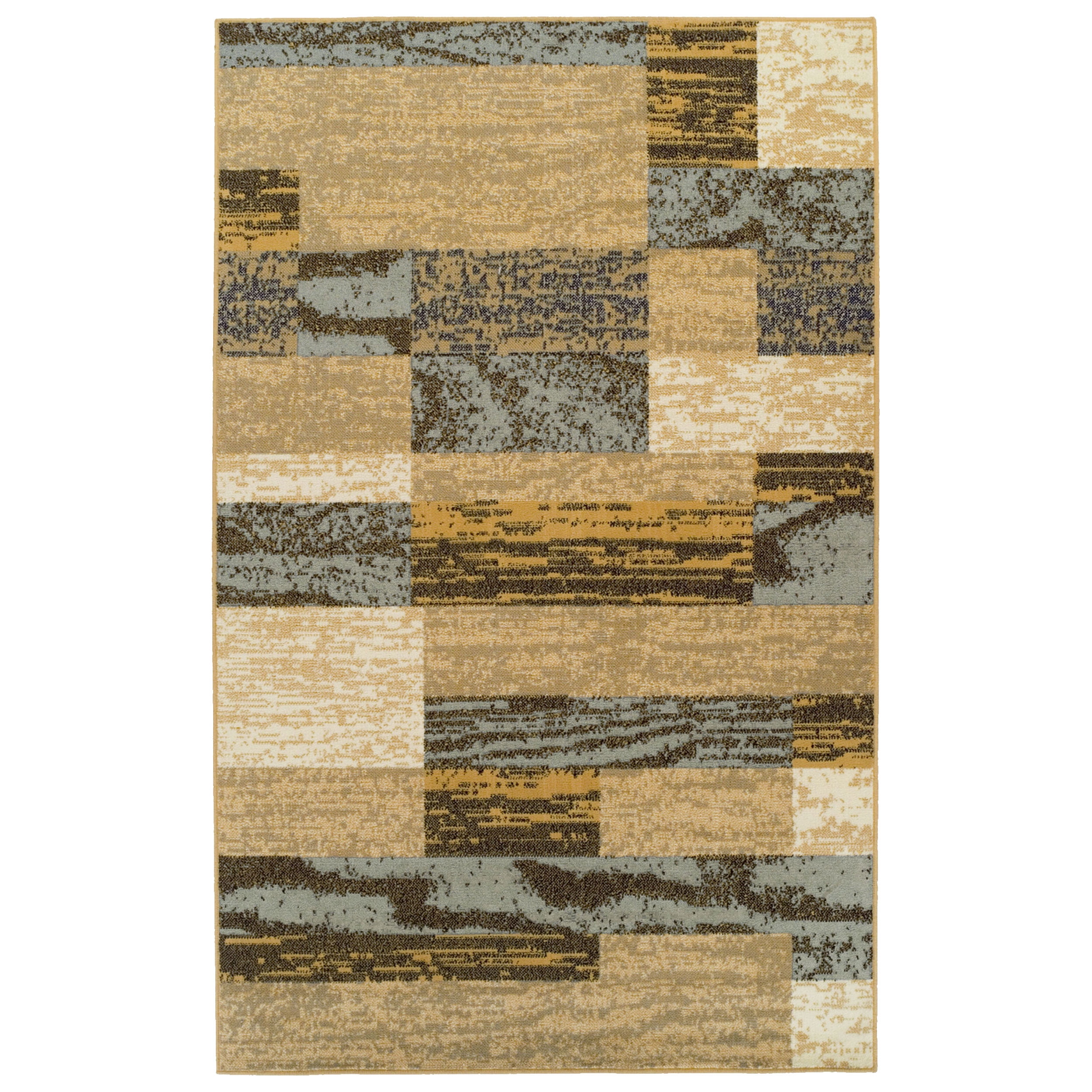 BNM Modern Color Block Indoor Area Rug, 2' x 3', Light Blue-Beige