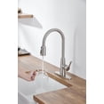 thumbnail image 4 of Izzovium Stainless Steel High Arc Kitchen Sink Faucet with Pull Out Sprayer, Brushed Nickel Finish, 3-Way Setting Single Handle, Deck Plate Included, Modern Design, 4 of 19