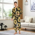 thumbnail image 6 of FORMRS Onesies Pajama for Adults Unisex Hoodie Winter Jumpsuit One Piece Sleepwear, Sizes S-2XL, Black Sunflower Pattern, 6 of 7