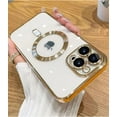 thumbnail image 2 of Magnetic Clear Case for iPhone 13 Pro Max Case Compatible with MagSafe Built-in Camera Lens Protector Soft Shockproof Slim Case for iPhone 13 Pro Max 6.7" - Gold, 2 of 6