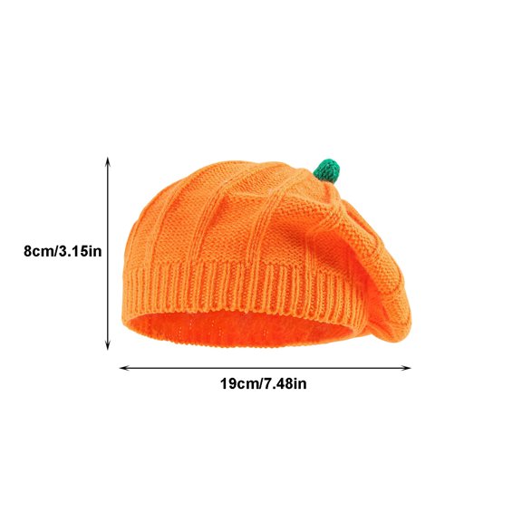 Darzheoy Family Matching Pumpkin Beret Hat Mom and Baby Halloween Beanie Knit Hat Winter Warmer Crochet Ski Cap for Women Baby Yellow