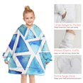 thumbnail image 6 of Blue Watercolor Triangle Pattern Blanket Hoodies for Kids 6-13YR Oversize Wearable Blanket Hoodies for Boys Girls Teens, 6 of 7